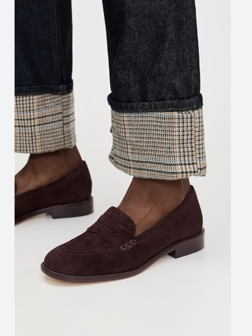 Suede Penny Loafers in Dark Brown - Women